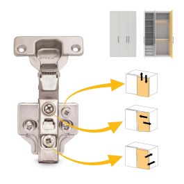 Emuca Lote de 20 bisagras codo X91 con cierre suave y suplementos Euro, Altura 0, Acero, Niquelado