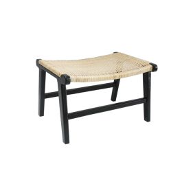DKD Home Decor Descalzadora de Diseño Boho | Banco Asiento Teca y Ratán Negro Natural | Medidas 65x47x40 cm | Altura Asiento 39 cm Precio: 138.99000049. SKU: S3015968