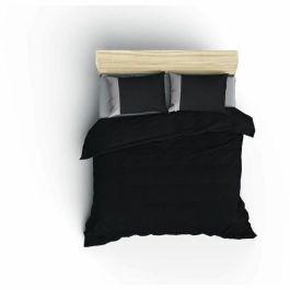 ASI8682870018990 Juego de Cama de Algodón 100% Negro: Funda Nórdica 220x240 cm y 2 Fundas de Almohada 60x60 cm