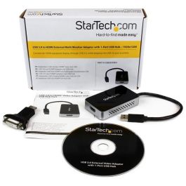 StarTech.com Adaptador de Vídeo Externo USB 3.0 a HDMI / DVI y Hub USB 3.0 – 1920x1200 – HDDVIMM3 HDMIDVIMM10