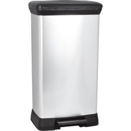 CURVER | Cubo de basura con pedal de 50L, aspecto metálico, plástico reciclado