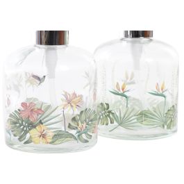 DKD Home Decor Dosificador Multicolor Cristal y ABS 8 x 14 x 10 cm Colección Tropic Garden 350ml (12 Unidades)