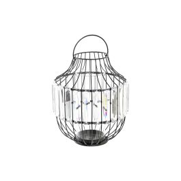 DKD Home Decor Portavela Moderno Negro Transparente Metal y Cristal 20x20x25 cm Set 2 Unidades