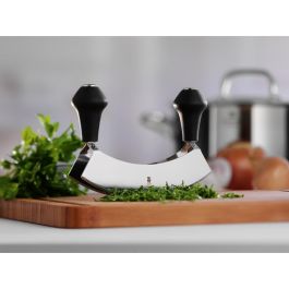 WMF 1888646030 Cuchillo de Hierbas Media Luna Doble Filo 17,5 cm Krutermesser Wiegemesser