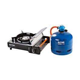 Butsir Cocina portátil de 1 fuego ms-2000 dual, con encendido piezoeléctrico, normativa europea EN17476/2021, maletín transporte