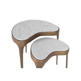 Giner y Colomer Lote de 2 Mesas Cilíndricas de Madera de Mango, Natural, 57CM y 41CM