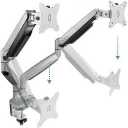 TooQ DB3132TNR-S Soporte de Mesa para 2 Monitores 13"-32" hasta 9kg por Brazo, Giratorio, Inclinable, Altura Ajustable