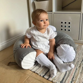 Nuby Asiento Inflable Siéntate y Juega en el Suelo con Bandeja Extraíble para Bebés a Partir de 6 Meses, Gris NUB0048526891498