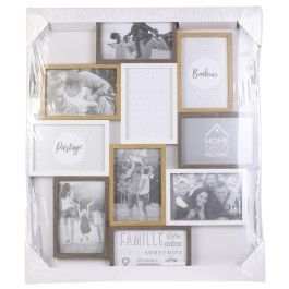 Home Deco Factory Marco 10 Fotos Essentiel para 10 Fotos de 10x15 cm Blanco y Madera