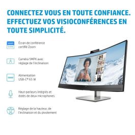 HP E34m G4 Monitor WQHD Curvo USB-C para Conferencias, Certificado Zoom, Webcam 5MP, Altavoces, Mics, Carga 65W