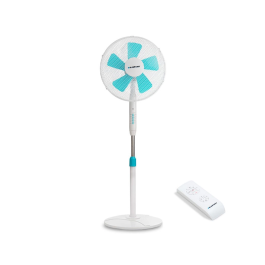 Blaupunkt Ventilador de pie base redonda 5 aspas 3 velocidades altura regulable con mando a distancia y temporizador 45W
