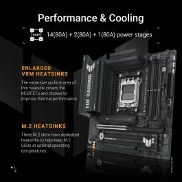 ASUS TUF GAMING B850M-PLUS WiFi Placa Base Gaming AMD B850 Zócalo AM5 micro ATX DDR5 Wi-Fi 6E 2.5GbE