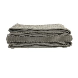 DKD Home Decor Colcha Boho Gris Algodón 260 x 1980 cm (2 Unidades) 120 gsm Lavada a la Piedra