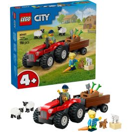 Lego City Juego de Construcción Tractor Rojo con Remolque y Oveja, para 4+ años