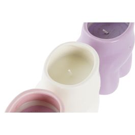DKD Home Decor Vela Urban de Cera 250 gr Colores Surtidos (Blanco, Rosa, Lila) 7x10x9 cm - Pack 12 Unidades