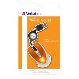 Verbatim Go Mini Ratón Óptico de Viaje USB Retráctil, 1000 dpi, Color Naranja, Ultraligero (44g), Ambidiestro, Ideal para Bolsillos o Portátiles