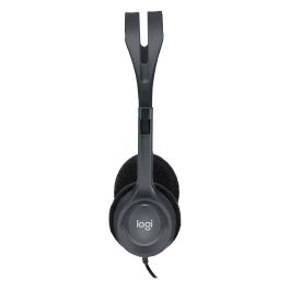 Logitech H111 Auriculares Estéreo con Micrófono Giratorio, Conexión Jack 3.5mm para PC, Móvil y Tablet