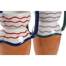 DKD Home Decor Jarrón Terracota Blanco Dolomita Ondas 20.7x23.5x12.6 cm (6 Unidades)