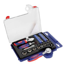 Workpro Vasos con Carraca, Mango y Llave Ajustable, 38 Piezas: Incluye Puntas, Vasos Métricos y Accesorios de Almacenamiento Precio: 22.49999961. SKU: B1GBRVNGNE