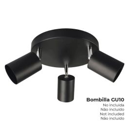 Plafón 3 elementos gu10 negro Plafón 3 elementos gu10 negro