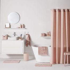 Today TOD3574641271435 Juego 6 Accesorios de Baño Rosa: Dispensador Jabón, Vaso, Portacepillos, Jabonera, Escobilla, Cubo Basura