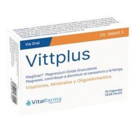 VITALFARMA Vittplus, Multivitamínico con Vitaminas, Minerales y Oligoelementos, reduce cansancio y fatiga, energía, 30 cápsulas Precio: 13.8900003. SKU: B16HYTH4FN