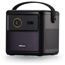 InFocus Crusader Challenger IN3008SL Proyector LED Full HD 1080p 350 Lúmenes Portátil con Batería Android TV Smart, WiFi, Bluetooth, 3D, HDR10, 43-130", Color Púrpura