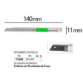 Cuter Q-Connect Metalico Estrecho Cuchilla 9 mm Con Clip Blister 1 Unidad