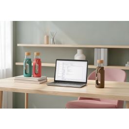 Bewinner Botella de Agua de Vidrio y Silicona 560ml 7x7x22.5 cm