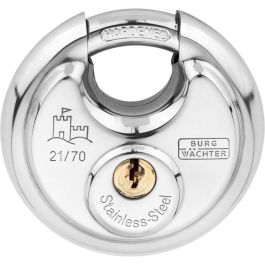 Candado cilíndrico - BURG WACHTER - 21 70 SB - Acero inoxidable 70 mm, apertura con llave Precio: 23.68999952. SKU: B1DK5CRHET