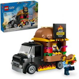 LEGO 60404 Camión Hamburguesería City, Puesto de comida móvil con forma de hamburguesa gigante y minifiguras +5 años