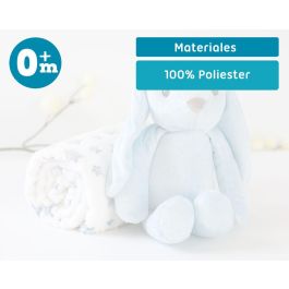 KioKids Conejo De Peluche Azul Con Mantita De Estrellas 25cm Juguete Para Bebé +0 Meses