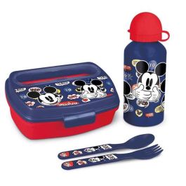 Safta Set Botella y Sandwichera con Cubiertos Mickey Mouse Happy Smiles 21x18x7cm Modelos Surtidos