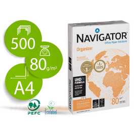 Navigator Papel Fotocopiadora Din A4 80 Gramos Blanco 500 Hojas Multifuncion Ink-jet Laser