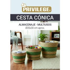 Inde Cesta Cónica de Seagrass para Almacenamiento, 35 cm (6 Unidades)