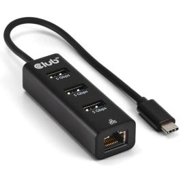 Club3D CSV-1549 - Hub USB Tipo-C a 3x USB 3.2 Gen 1 (Tipo-A) y RJ-45 Gigabit Ethernet 5Gbps Negro