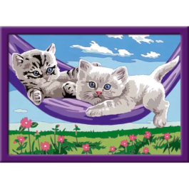 Ravensburger 25828 Kit de pintura por números Gatitos en la hamaca 18 x 24 cm para 9 años en adelante