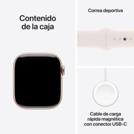 Apple Watch Series 10 GPS, 42 mm Caja de Aluminio en Oro Rosa con Pulsera Deportiva - A2997, Resistente al Agua, GPS, Monitor de Ritmo Cardíaco, iOS