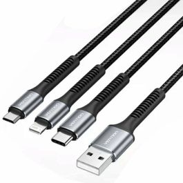 Cable USB 2.0 Lightning Vention H18BAV/ USB Tipo-C Macho/ Lightning Macho - MicroUSB Macho - USB Macho/ 1.2m/ Negro