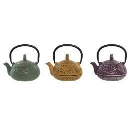 Tetera Oriental DKD Home Decor Amarillo Verde 11 x 12.5 x 13.3 cm (3 Unidades)