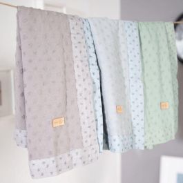 Roba ROB4005317327280 Manta orgánica para bebé Lil Planet 80x80 cm, GOTS - Estampado de lunares Verde