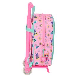 Mochila Escolar con Ruedas SuperKitties Rosa Turquesa 22 x 27 x 10 cm