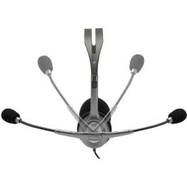 Logitech H110 Auriculares Estéreo con Micrófono Flexible giratorio, Conexión Jack 3.5mm para PC, Móvil, Tablet, Diadema Ajustable