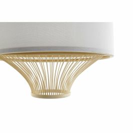 DKD Home Decor Lámpara de Techo Balines de Bambú y Poliéster Blanco Natural 40x40x52cm con Casquillo E27 50W