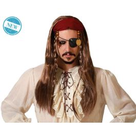 Peluca Larga Marrón con Pañuelo Rojo y Cuentas para Disfraz de Pirata Precio: 8.79000023. SKU: B1B2FMLCFY