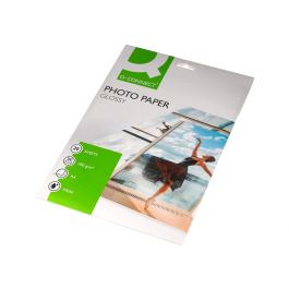 Q-connect Papel Fotográfico Glossy KF01103 DIN A4 Digital Photo para Ink-Jet, Bolsa de 20 Hojas de 180 gr