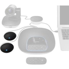 Logitech 989-000171 Micrófonos de Expansión Inalámbricos para Mesa Omnidireccionales, Reducción de Ruido, Compatible con Logitech Group