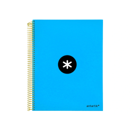 Antartik Cuaderno espiral A4 micro 120 hojas 90 gr cuadro 5mm 5 bandas color azul