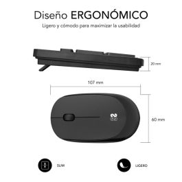 SUBBLIM Combo Teclado Ergonómico y Ratón Inalámbrico 2.4G Business Slim Silencioso, Teclas Planas, Resistente a Salpicaduras