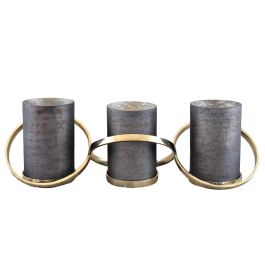 DKD Home Decor Portavela Leith para 3 Velas de Cristal y Aluminio Gris Dorado 15x16.5x52 cm Precio: 77.69000052. SKU: S3040245